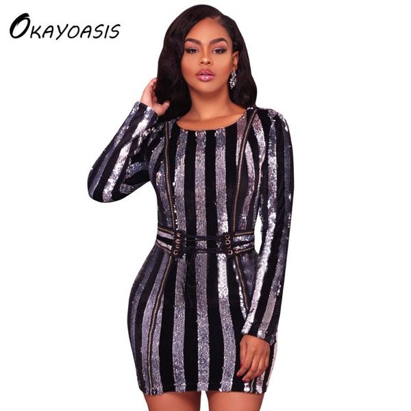casual dresses okayoasis wholesale long sleeve above knee fitted lady party dress vintage sequin o neck sext striped fashion club, Black;gray
casual dresses okayoasis wholesale long sleeve above knee fitted lady party dress vintage sequin o neck sext striped fashion club, Black;gray