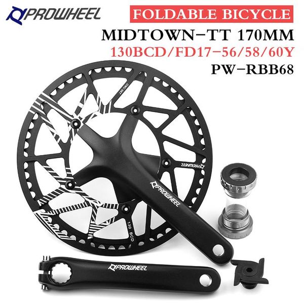bike heels & chainwheels prowheel folding bicycle crankset 170mm crank 56/58/60y 130bcd chainring with bb bottom bracket aluminum alloy
bike heels & chainwheels prowheel folding bicycle crankset 170mm crank 56/58/60y 130bcd chainring with bb bottom bracket aluminum alloy