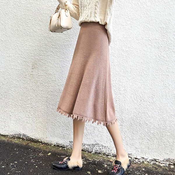 skirts women casual midi skirt khaki tassel edge knitted flared autumn winter elastic high waist soft knitwear bottoms, Black
skirts women casual midi skirt khaki tassel edge knitted flared autumn winter elastic high waist soft knitwear bottoms, Black