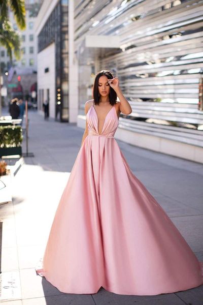 party dresses pink satin prom simple v neck a line dress with pockets formal women gown backless 2021, White;black
party dresses pink satin prom simple v neck a line dress with pockets formal women gown backless 2021, White;black