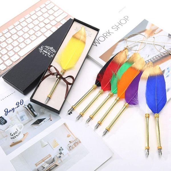 retro creative spray gold nib pen gift box student stationery metal dip high-end fountain pens
retro creative spray gold nib pen gift box student stationery metal dip high-end fountain pens