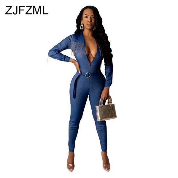 women's jumpsuits & rompers deep v neck denim party jumpsuit women long sleeve tassels bandage playsuit bodycon high waist sashes one p, Black;white
women's jumpsuits & rompers deep v neck denim party jumpsuit women long sleeve tassels bandage playsuit bodycon high waist sashes one p, Black;white