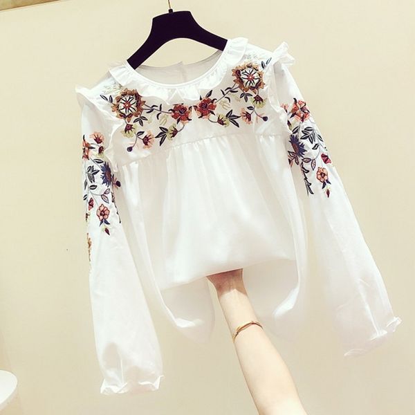 blouses hand embroidered blouse women lotus leaf autumn korean version women's casual round-neck long-sleeved shirt, White
blouses hand embroidered blouse women lotus leaf autumn korean version women's casual round-neck long-sleeved shirt, White