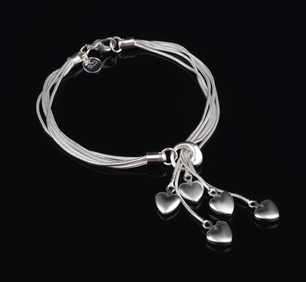 link, chain elegant heart pendant triple-chain silver charm bracelet 6.5cm diameter for lady s0025, Black
link, chain elegant heart pendant triple-chain silver charm bracelet 6.5cm diameter for lady s0025, Black