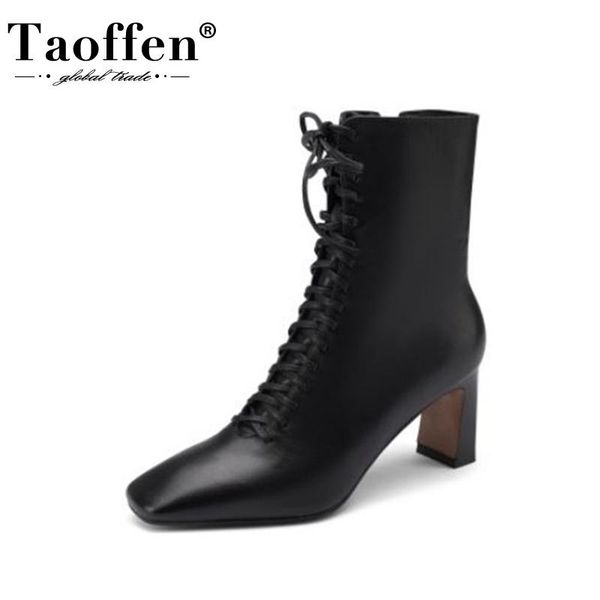 boots taoffen women high heel real leather lace up ankle fashion cool winter shoes party footwear size 34-39, Black
boots taoffen women high heel real leather lace up ankle fashion cool winter shoes party footwear size 34-39, Black