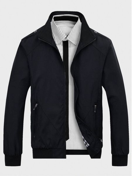 men zip up epaulettes jacket 49di#, Black;brown
men zip up epaulettes jacket 49di#, Black;brown