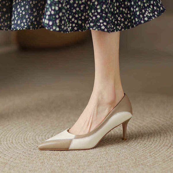 fashion color matching soft sheepskin small single shoes 2022 early spring new ladies' shoes pointed shallow mouth thin high heels, Black
fashion color matching soft sheepskin small single shoes 2022 early spring new ladies' shoes pointed shallow mouth thin high heels, Black