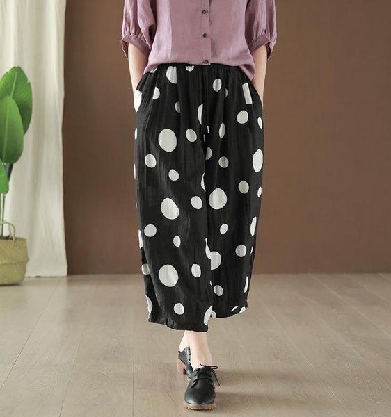women's pants & capris summer women fashion elastic waist loose trousers ladies casual pocket dot mori girl brierf 2021, Black;white
women's pants & capris summer women fashion elastic waist loose trousers ladies casual pocket dot mori girl brierf 2021, Black;white