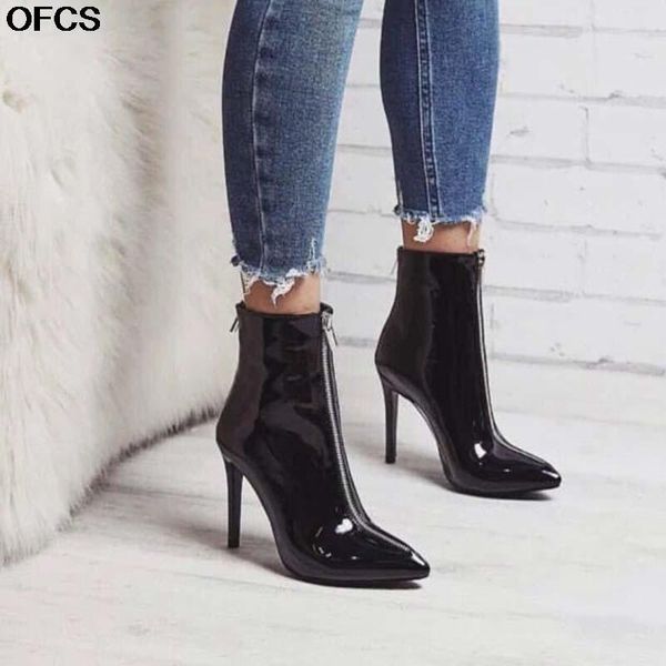 boots fashion women patent leather stiletto front with rear zipper lady thin high heel pumps size 35- 401, Black
boots fashion women patent leather stiletto front with rear zipper lady thin high heel pumps size 35- 401, Black