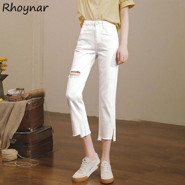 women's jeans women summer hole calf-length fashion casual pockets high waist korean style party solid all-match straight trousers lady, Blue
women's jeans women summer hole calf-length fashion casual pockets high waist korean style party solid all-match straight trousers lady, Blue