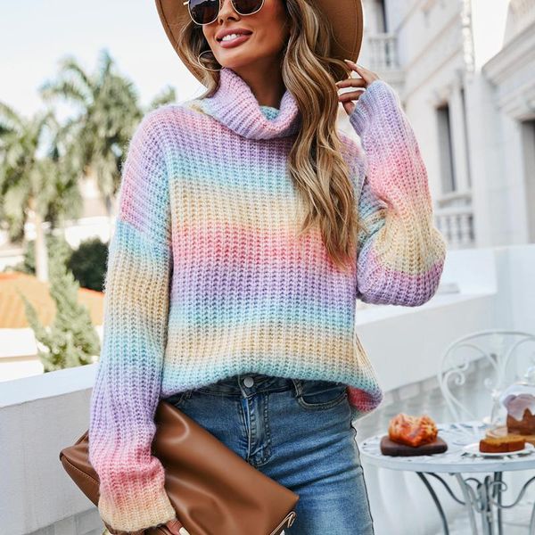 women's sweaters autumn rainbow knitted pullover turtleneck plus size sweater women pullovers 2021 winter womens vintage fashion, White;black
women's sweaters autumn rainbow knitted pullover turtleneck plus size sweater women pullovers 2021 winter womens vintage fashion, White;black