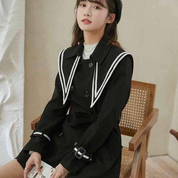 women's trench coats sailor collar black double breasted coat for women preppy style and jackets autumn winter fashion kks4, Tan;black
women's trench coats sailor collar black double breasted coat for women preppy style and jackets autumn winter fashion kks4, Tan;black