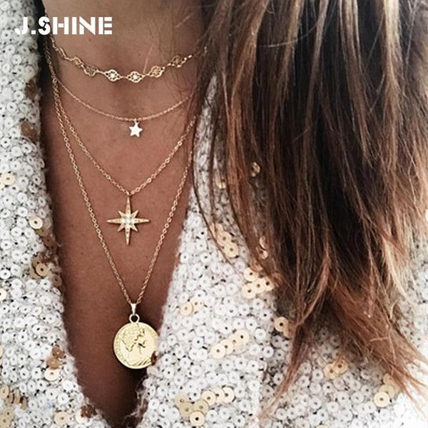 jshine gold color multi-layer pendant necklace shiny crystal star portrait coin pendants choker jewelry for women accessories necklaces, Silver
jshine gold color multi-layer pendant necklace shiny crystal star portrait coin pendants choker jewelry for women accessories necklaces, Silver