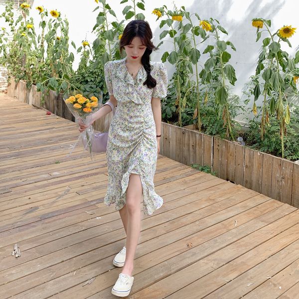 luxury casual dresses summer 2021 french gentle wind broken flower fishtail skirt with thin waist and wrinkled chiffon short sleeve drs for, Black;gray
luxury casual dresses summer 2021 french gentle wind broken flower fishtail skirt with thin waist and wrinkled chiffon short sleeve drs for, Black;gray
