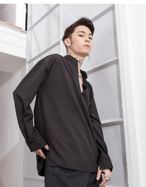 men's casual shirts shirt personality fashion long sleeve pullover trend loose japanese retro hairdresser nightclub dark men clothing, White;black
men's casual shirts shirt personality fashion long sleeve pullover trend loose japanese retro hairdresser nightclub dark men clothing, White;black