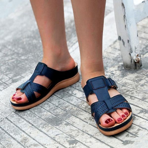 women summer round toe thicken wedge heel sandals 2021 ladies pu leather solid color outdoor non-slip casual slippers, Black
women summer round toe thicken wedge heel sandals 2021 ladies pu leather solid color outdoor non-slip casual slippers, Black