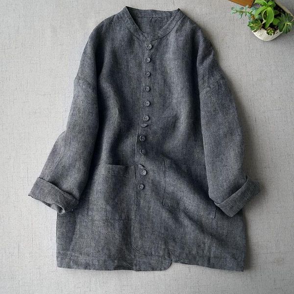 women's trench coats simple and leisure washed linen thin coat, clothing in autumn of 2021, loose artistic top, Tan;black
women's trench coats simple and leisure washed linen thin coat, clothing in autumn of 2021, loose artistic top, Tan;black