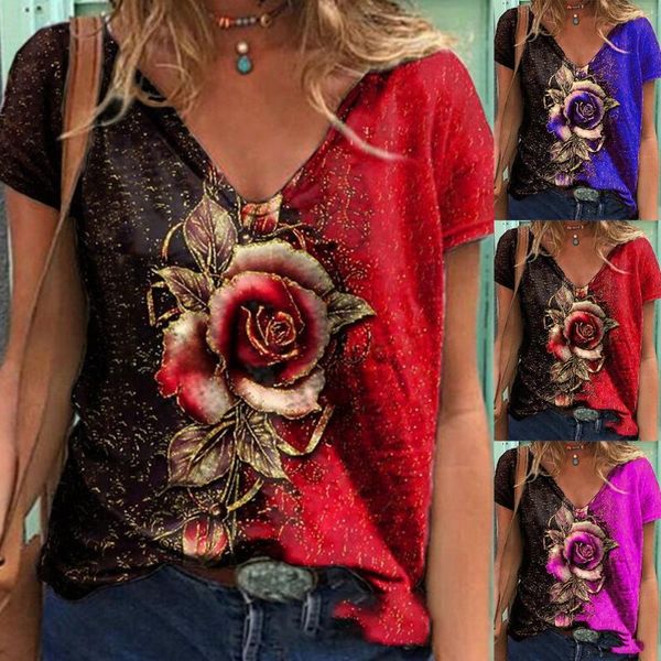 women's t-shirt summer casual v-neck multicolor rose print short-sleeved loose 2021 fashion street hipster pullover female s-2xl, White
women's t-shirt summer casual v-neck multicolor rose print short-sleeved loose 2021 fashion street hipster pullover female s-2xl, White