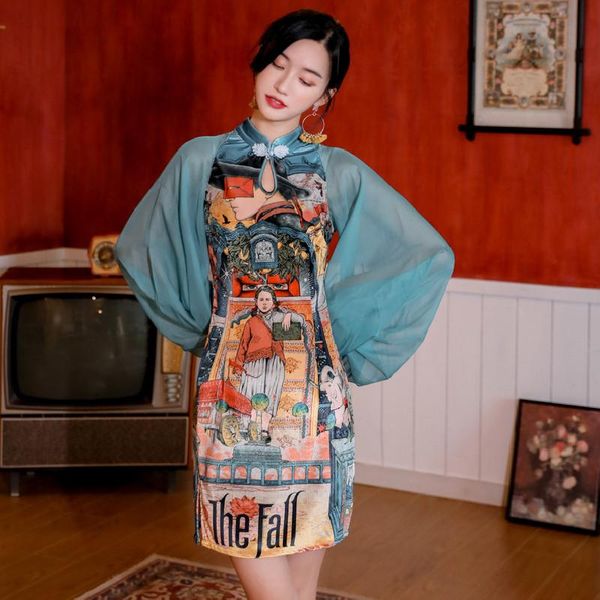 casual dresses spring 2021 loose large size slim slimming printed lantern sleeves improved cheongsam dress women's ly302, Black;gray
casual dresses spring 2021 loose large size slim slimming printed lantern sleeves improved cheongsam dress women's ly302, Black;gray