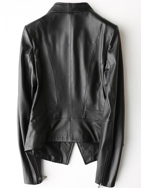 women's leather & faux genuine jacket women short slim soft real sheeskin female 2021 spring lady coat outwear lx2645, Black
women's leather & faux genuine jacket women short slim soft real sheeskin female 2021 spring lady coat outwear lx2645, Black