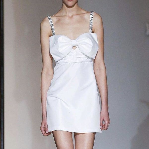 will see women dressed in white with strapless bow fashion mini diamond elegant runway dress xcrt, Black;gray 
will see women dressed in white with strapless bow fashion mini diamond elegant runway dress xcrt, Black;gray