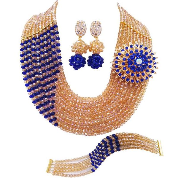 earrings & necklace fashion royal blue champagne gold ab crystal bead strand nigerian wedding african jewelry set, Silver
earrings & necklace fashion royal blue champagne gold ab crystal bead strand nigerian wedding african jewelry set, Silver