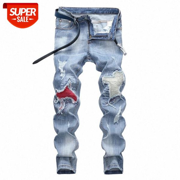 european and american jeans light color stretch motorcycle pants ripped trend men's #7t6e, Blue
european and american jeans light color stretch motorcycle pants ripped trend men's #7t6e, Blue
