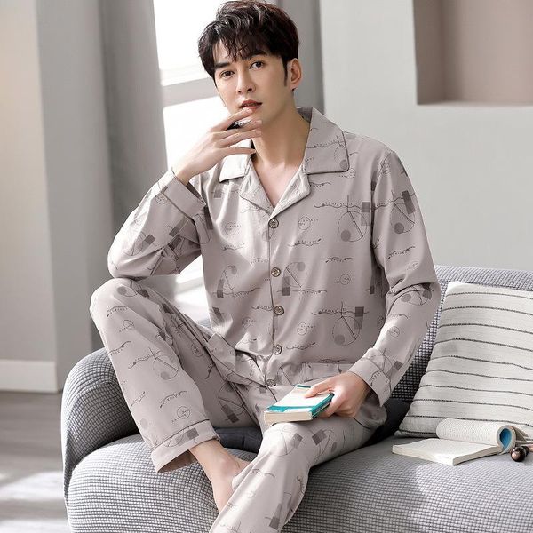 cotton long sleeve pajamas set for men fashion print male sleepwear spring & fall casual home clothes loose pants pijamas men's, Black;brown
cotton long sleeve pajamas set for men fashion print male sleepwear spring & fall casual home clothes loose pants pijamas men's, Black;brown