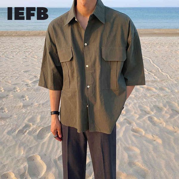iefb summer loose short sleeve shirt men's korean fashion oversized workwear lapel army green male clothing 9y7680 210524, White;black
iefb summer loose short sleeve shirt men's korean fashion oversized workwear lapel army green male clothing 9y7680 210524, White;black