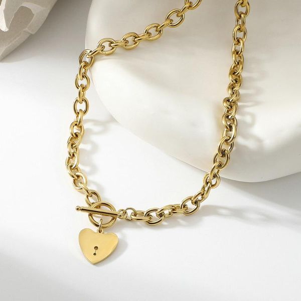 pendant necklaces 14k gold plated stainless steel heart shape necklace for women ot buckle anchor link chain choker jewelry, Silver
pendant necklaces 14k gold plated stainless steel heart shape necklace for women ot buckle anchor link chain choker jewelry, Silver