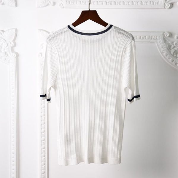 women's polos 2021 spring and autumn knitted short-sleeved shirt ice silk velvet spinning 0702, White
women's polos 2021 spring and autumn knitted short-sleeved shirt ice silk velvet spinning 0702, White