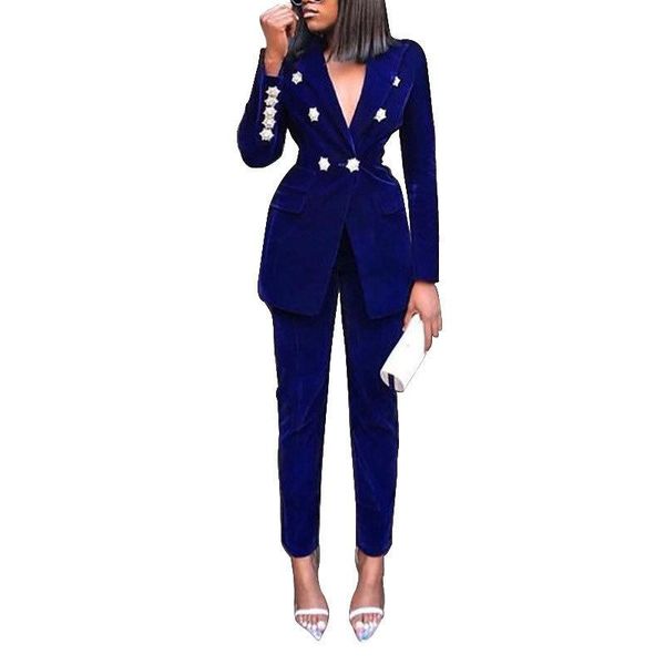 women's two piece pants cutubly office lady suit velvet blazer set for women pearls buttons full sleeve 2 sets womens outfits, White
women's two piece pants cutubly office lady suit velvet blazer set for women pearls buttons full sleeve 2 sets womens outfits, White