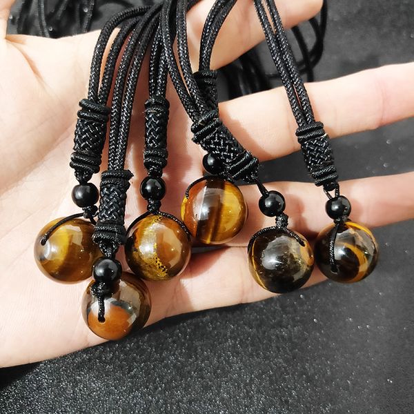 men yellow tiger eye stone round bead pendant black rope chain necklace wholesale jewelry for women, Silver
men yellow tiger eye stone round bead pendant black rope chain necklace wholesale jewelry for women, Silver