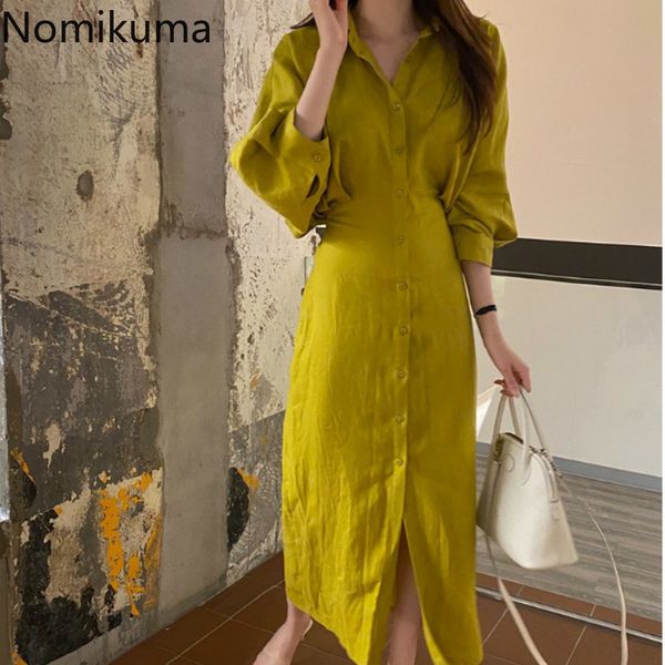nomikuma autumn single breasted slim waist dress women turn down collar elegant vintage dresses ladies vestidos mujer 3c439 210514, Black;gray
nomikuma autumn single breasted slim waist dress women turn down collar elegant vintage dresses ladies vestidos mujer 3c439 210514, Black;gray