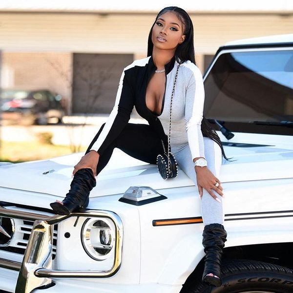women's jumpsuits & rompers adogirl colorful patchwork jumpsuit woman long sleeve front zipper skinny casual streetwear workout slim fi, Black;white
women's jumpsuits & rompers adogirl colorful patchwork jumpsuit woman long sleeve front zipper skinny casual streetwear workout slim fi, Black;white
