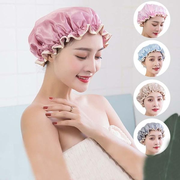 shower swimming women's cap satin hair elastics hat for bath sauna bathroom products accessories anti-smoke double waterproof caps
shower swimming women's cap satin hair elastics hat for bath sauna bathroom products accessories anti-smoke double waterproof caps