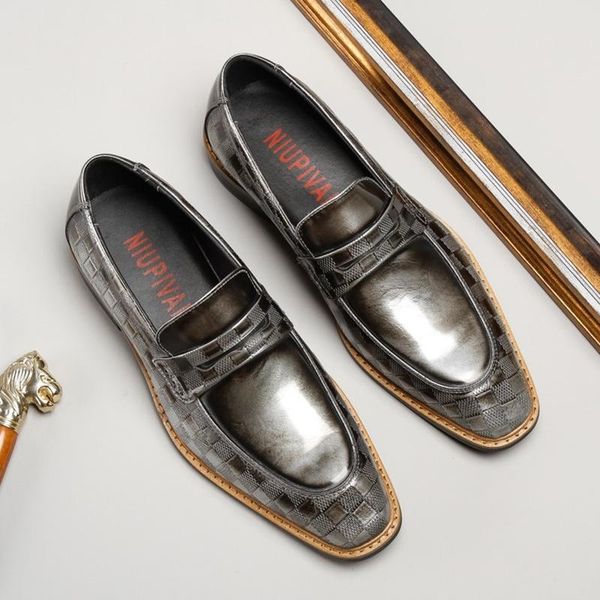 dress shoes c.g.n.p patent leather loafers men metallic silver paint formal luxury slip on business casual, Black
dress shoes c.g.n.p patent leather loafers men metallic silver paint formal luxury slip on business casual, Black