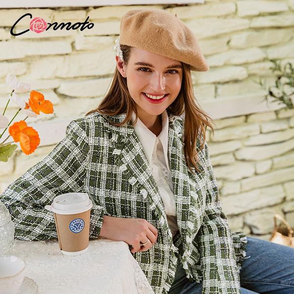 conmoto elegant women green plaid jacket coat long sleeve casual autumn winter outwear female streetwear ladies 2021 women's jackets, Black;brown
conmoto elegant women green plaid jacket coat long sleeve casual autumn winter outwear female streetwear ladies 2021 women's jackets, Black;brown