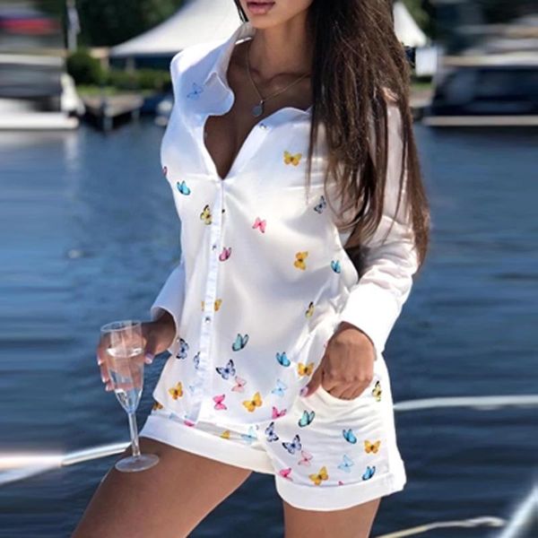 women's tracksuits 2021 spring autumn vintage chain print button ol long sleeve shirt and pocket shorts suit two piece set casual outfi, Gray
women's tracksuits 2021 spring autumn vintage chain print button ol long sleeve shirt and pocket shorts suit two piece set casual outfi, Gray