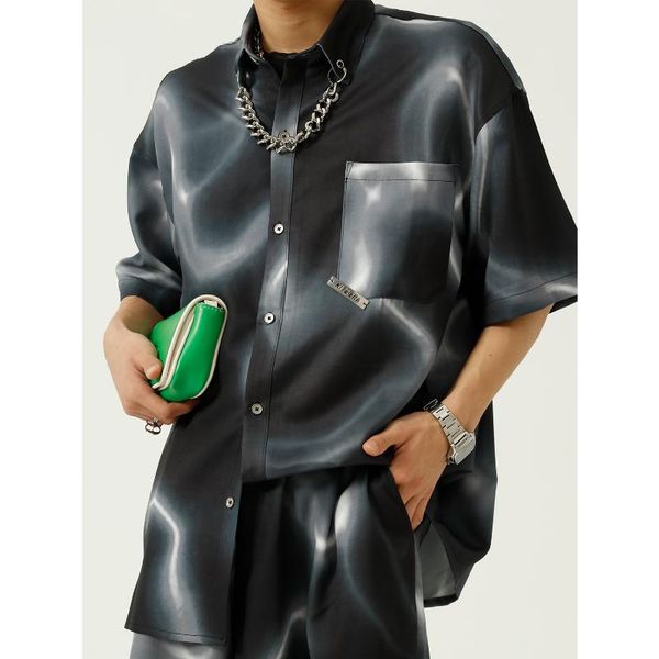 men's tracksuits fanan 2021 summer models handsome ruffian fried street leisure suit male chain tie-dye shirt design -xl, Gray 
men's tracksuits fanan 2021 summer models handsome ruffian fried street leisure suit male chain tie-dye shirt design -xl, Gray