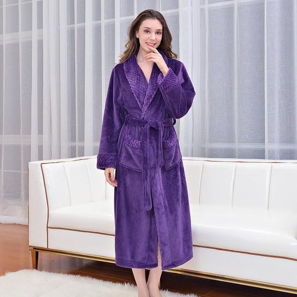 women's sleepwear solid bathrobe terry winter thick long sleeve pockets couple flannel robes with sashes warm for female 2021, Black;red
women's sleepwear solid bathrobe terry winter thick long sleeve pockets couple flannel robes with sashes warm for female 2021, Black;red