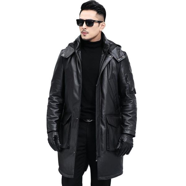 men's leather & faux jackets 2021 winter male casual hooded cowhide down coat business men long thick warm plus size outerwear, Black
men's leather & faux jackets 2021 winter male casual hooded cowhide down coat business men long thick warm plus size outerwear, Black