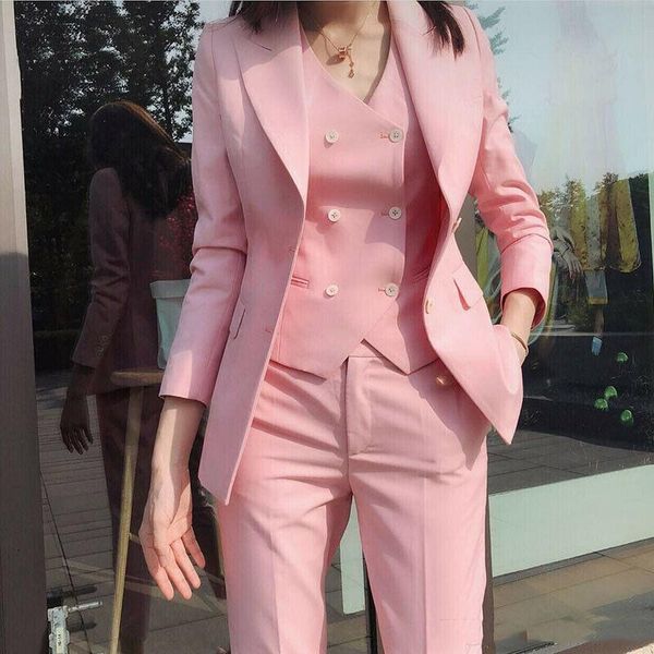 's formal slim fit 3 pieces suit female custom made office suits mother of the bride guest terno feminino two piece pants women's, White
's formal slim fit 3 pieces suit female custom made office suits mother of the bride guest terno feminino two piece pants women's, White
