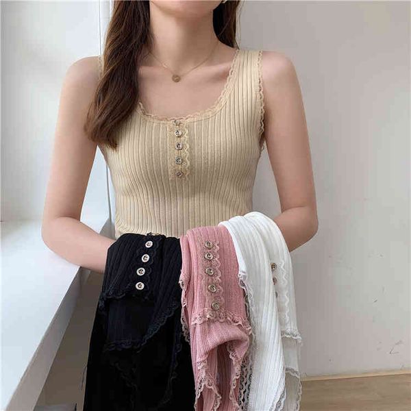 the women knitted summer o neck vest lace stitching plain weave camisole women's sleeveless blouse t-shirt 210512, White
the women knitted summer o neck vest lace stitching plain weave camisole women's sleeveless blouse t-shirt 210512, White