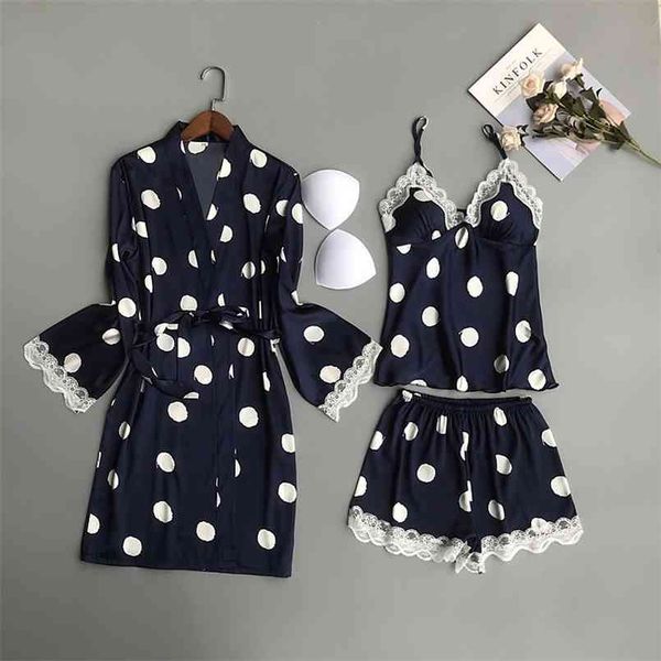 qweek women satin sleepwear polka dot pyjamas femme silk pijama mujer cute 3 pieces with chest pads casual pajama sets 210809, Black;red
qweek women satin sleepwear polka dot pyjamas femme silk pijama mujer cute 3 pieces with chest pads casual pajama sets 210809, Black;red