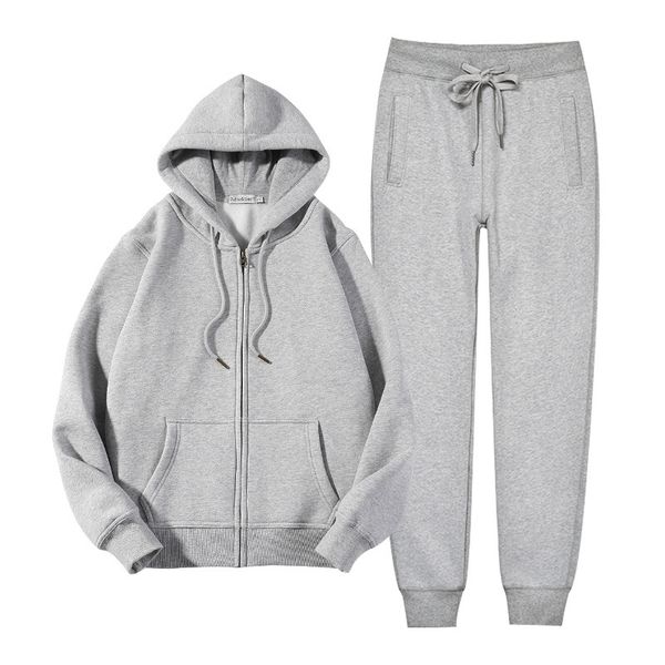 spring and autumn sports leisure suit women's cardigan thin hooded two-piece set korean loose zipper plush sweater jacket, Gray
spring and autumn sports leisure suit women's cardigan thin hooded two-piece set korean loose zipper plush sweater jacket, Gray