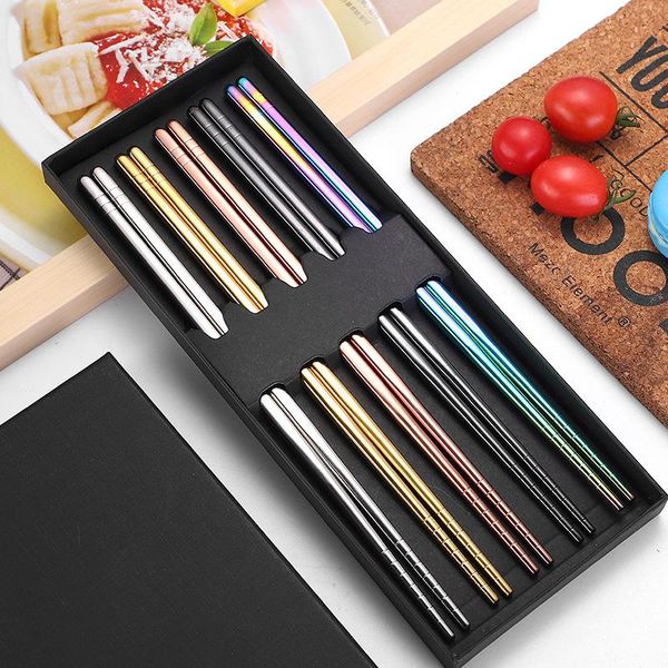 chopsticks 304 stainless steel non-slip chop sticks set reusable eco-friendly multicolor metal tableware
chopsticks 304 stainless steel non-slip chop sticks set reusable eco-friendly multicolor metal tableware