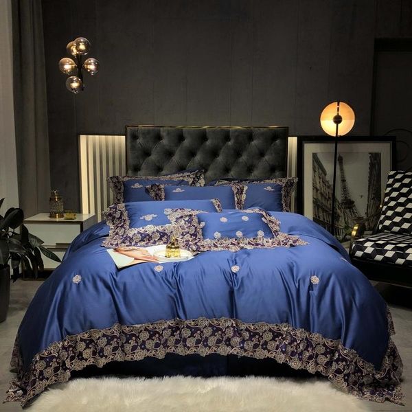 bedding sets luxury blue high precision satin silky egyptian cotton european wedding set gold lace duvet cover bed sheet pillowcases
bedding sets luxury blue high precision satin silky egyptian cotton european wedding set gold lace duvet cover bed sheet pillowcases
