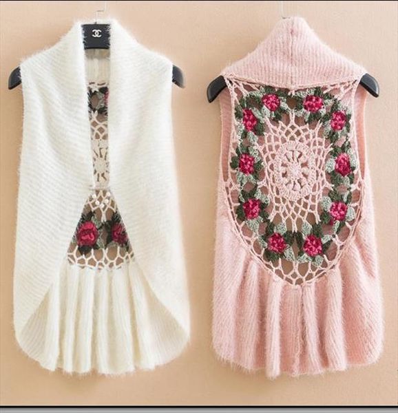 sleeveless women crochet lady sweater hollow out flower femme knitted vest cardigans, White;black
sleeveless women crochet lady sweater hollow out flower femme knitted vest cardigans, White;black
