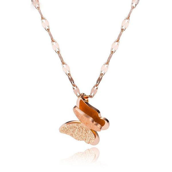 pendant necklaces korean-style double-layer frosted butterfly rose gold clavicle chain female fashion stainless steel necklace trendy, Silver
pendant necklaces korean-style double-layer frosted butterfly rose gold clavicle chain female fashion stainless steel necklace trendy, Silver